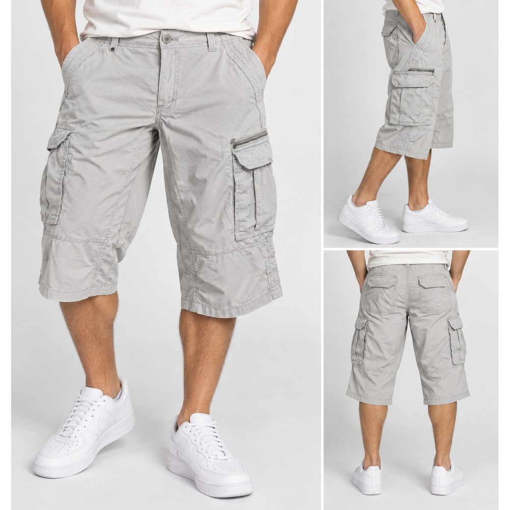 Calvin Klein Men's 32 Gray Ripstop Cotton Below Knee Cargo Long Capri Shorts